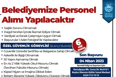 İnegöl Belediyesi personel alımına çıkıyor