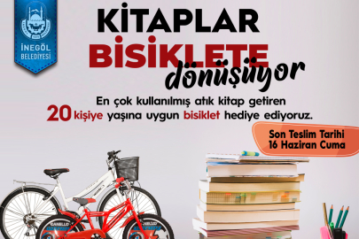 Kitaplar İnegöl Belediyesi ile bisiklete dönüşüyor