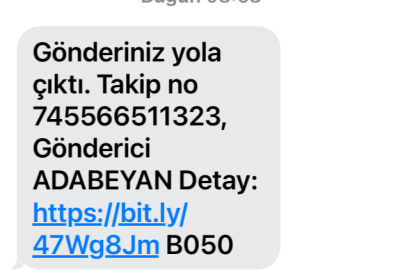 Adabeyan gönderiniz yola çıktı mesajına dikkat!