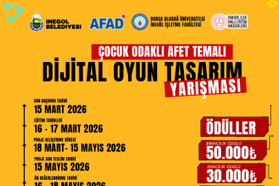 İnegöl Belediyesi’nden çocuklar için afet bilinci geliştirecek oyun yarışması