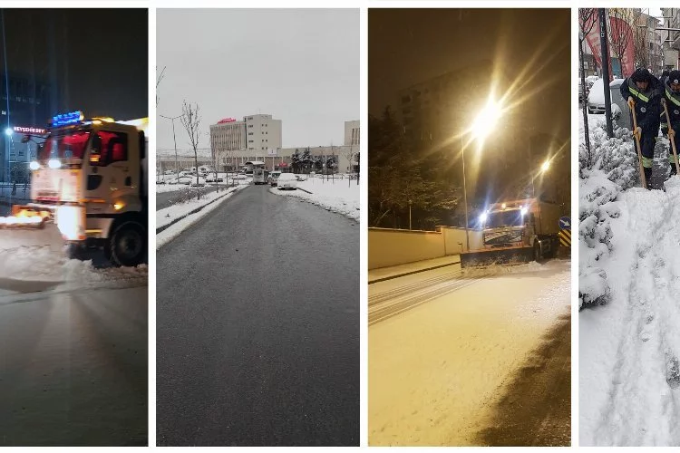Nevşehir’de kar temizliği ve tuzlama çalışması yapıldı